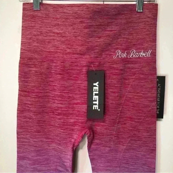 Pink Barbell Women’s Fuchsia and Purple Ombre Athletic Leggings size Large NWT - Picture 5 of 12